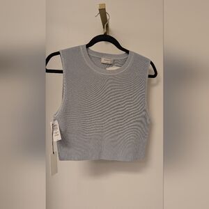 Babaton Women's Pia Sculpt Knit Light Blue Ribbed Crop Top